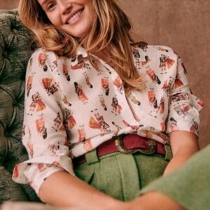 Sézane Pierro Buttondown Blouse with Bagpipers Size 2